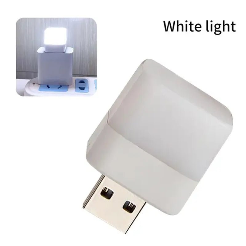 1Pc USB Plug Lamp Mini Night Light Computer Mobile Power Charging Small Book Lamps LED Eye Protection Square Reading Light - #Front or back#