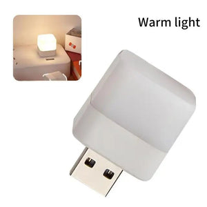 1Pc USB Plug Lamp Mini Night Light Computer Mobile Power Charging Small Book Lamps LED Eye Protection Square Reading Light - #Front or back#