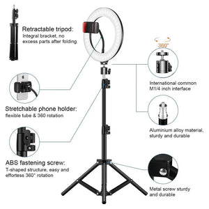 LED Selfie Ring Light Detailed Specification Front and Side