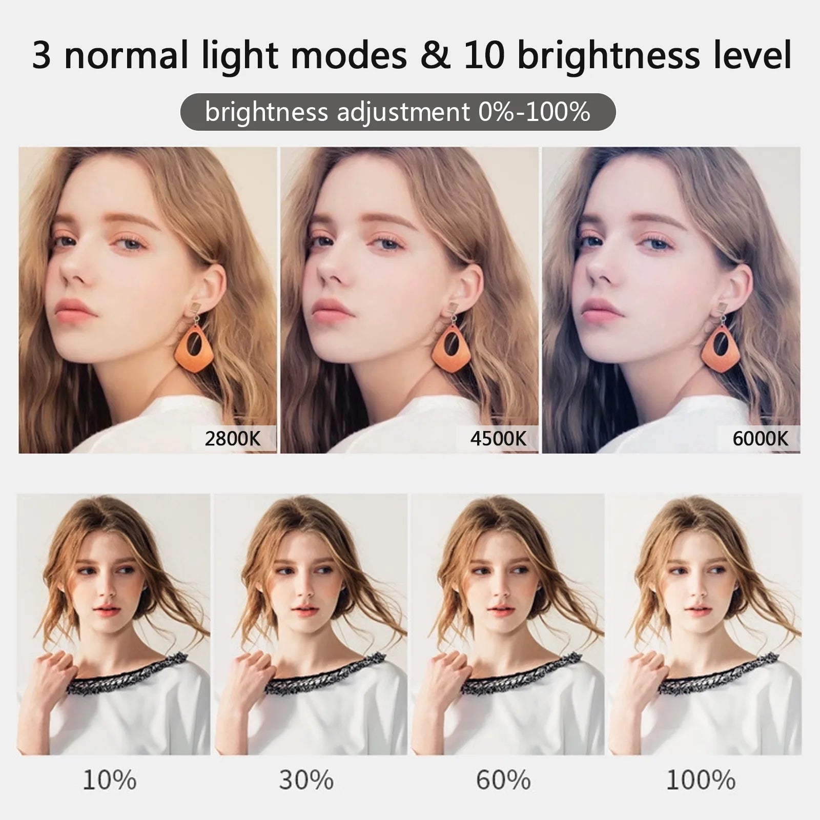 LED Selfie Ring Light Light Modes and Levels